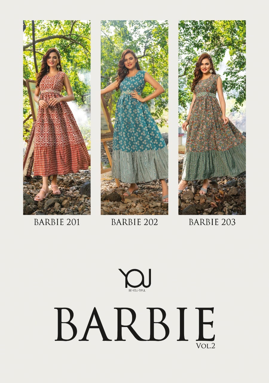 Barbie 2 Fancy Festive Wear Wholesale Printed Designer Kurtis Catalog